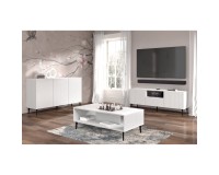 שידה RAVENNA PC 150, שלוש דלתות, לבן מט עם לבן מבריק, רגלי מתכת שחורות שידה RAVENNA PC 150, שלוש דלתות, לבן מט עם לבן מבריק, רגלי מתכת שחורות