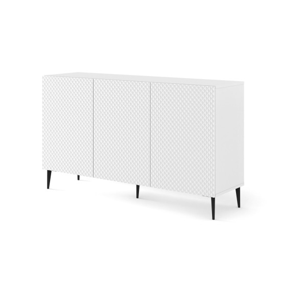 שידה RAVENNA PC 150, שלוש דלתות, לבן מט עם לבן מבריק, רגלי מתכת שחורות שידה RAVENNA PC 150, שלוש דלתות, לבן מט עם לבן מבריק, רגלי מתכת שחורות