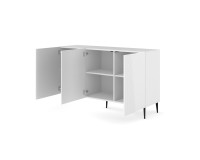 Комод RAVENNA PC 150 см, 3 двери, белый матовый с белым глянцем, чёрные металлические ножки Комод RAVENNA PC 150 см, 3 двери, белый матовый с белым глянцем, чёрные металлические ножки