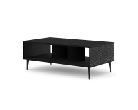 שולחן סלון RAVENNA PC 90 על 60, שחור מט עם שחור מבריק, רגלי מתכת שחורות