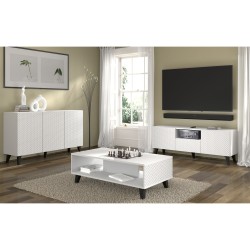 שולחן סלון RAVENNA PC 90 על 60, לבן מט עם לבן מבריק, רגליים שחורות שולחן סלון RAVENNA PC 90 על 60, לבן מט עם לבן מבריק, רגליים שחורות