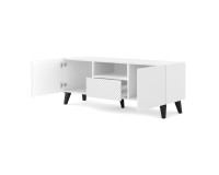 Тумба ТВ RAVENNA PC 150 см, 2 двери и ящик, белый матовый с белым глянцем, чёрные ножки