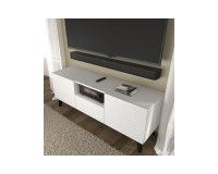 Тумба ТВ RAVENNA PC 150 см, 2 двери и ящик, белый матовый с белым глянцем, чёрные ножки