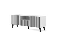 Тумба ТВ RAVENNA P 150 см, 2 двери и ящик, белый с чёрным, чёрные ножки