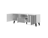 Тумба ТВ RAVENNA P 150 см, 2 двери и ящик, белый с чёрным, чёрные ножки