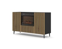 Sideboard RAVENNA with a fireplace 140 cm, 2 doors, black matt with artisan oak Sideboard RAVENNA with a fireplace 140 cm, 2 doors, black matt with artisan oak