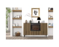 Sideboard RAVENNA with a fireplace 140 cm, 2 doors, black matt with artisan oak Sideboard RAVENNA with a fireplace 140 cm, 2 doors, black matt with artisan oak