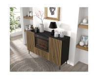 Sideboard RAVENNA with a fireplace 140 cm, 2 doors, black matt with artisan oak Sideboard RAVENNA with a fireplace 140 cm, 2 doors, black matt with artisan oak
