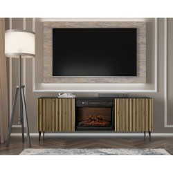 מזנון טלוויזיה RAVENNA עם קמין 170, שחור מט עם אלון ארטיזן מזנון טלוויזיה RAVENNA עם קמין 170, שחור מט עם אלון ארטיזן