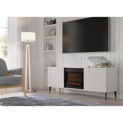 TV unit RAVENNA with a fireplace 170 cm, white matt TV unit RAVENNA with a fireplace 170 cm, white matt