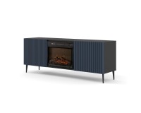 TV unit RAVENNA with a fireplace 170 cm, black matt with navy TV unit RAVENNA with a fireplace 170 cm, black matt with navy