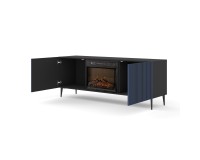 TV unit RAVENNA with a fireplace 170 cm, black matt with navy TV unit RAVENNA with a fireplace 170 cm, black matt with navy