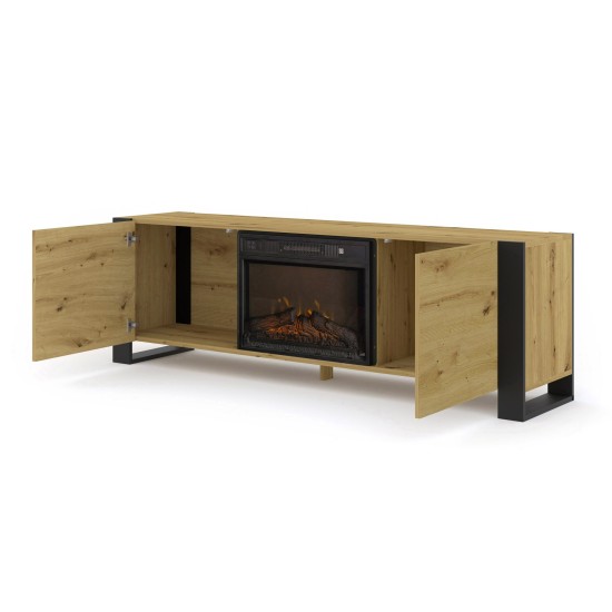 TV unit MONDI with a fireplace 180 cm, artisan oak