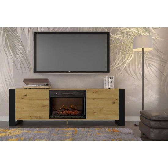 TV unit MONDI with a fireplace 180 cm, artisan oak