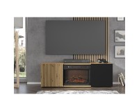 TV unit AURIS with a fireplace 149 cm, artisan oak with black matt