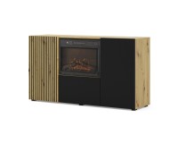 Sideboard AURIS with a fireplace 149 cm, 3 doors, artisan oak with black matt Sideboard AURIS with a fireplace 149 cm, 3 doors, artisan oak with black matt