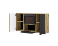 Sideboard AURIS with a fireplace 149 cm, 3 doors, artisan oak with black matt Sideboard AURIS with a fireplace 149 cm, 3 doors, artisan oak with black matt