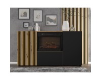 Sideboard AURIS with a fireplace 149 cm, 3 doors, artisan oak with black matt Sideboard AURIS with a fireplace 149 cm, 3 doors, artisan oak with black matt