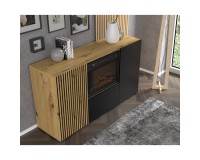 Sideboard AURIS with a fireplace 149 cm, 3 doors, artisan oak with black matt Sideboard AURIS with a fireplace 149 cm, 3 doors, artisan oak with black matt