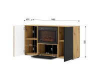 Sideboard AURIS with a fireplace 149 cm, 3 doors, artisan oak with black matt Sideboard AURIS with a fireplace 149 cm, 3 doors, artisan oak with black matt