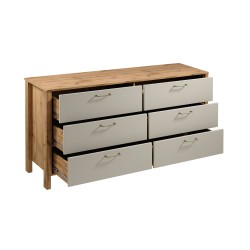 INDYGO Chest of Drawers 170 cm, beige with Wotan oak