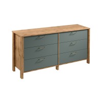INDYGO Chest of Drawers 170 cm, green with Wotan oak