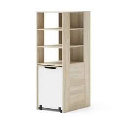 Shelf unit with a roll-out desk SAMOA/FUJI, sonoma oak with white matt