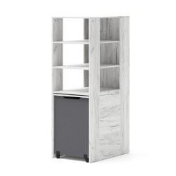 Shelf unit with a roll-out desk SAMOA/FUJI, craft white with graphite