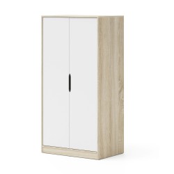 Two-door wardrobe SAMOA/FUJI 90 cm, sonoma oak with white matt