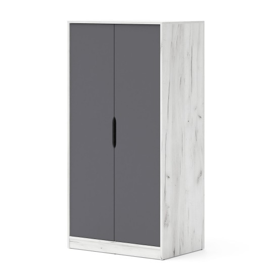 Two-door wardrobe SAMOA/FUJI 90 cm, craft white with graphite