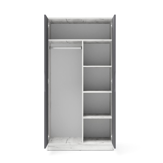 Two-door wardrobe SAMOA/FUJI 90 cm, craft white with graphite