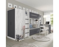 Two-door wardrobe SAMOA/FUJI 90 cm, craft white with graphite