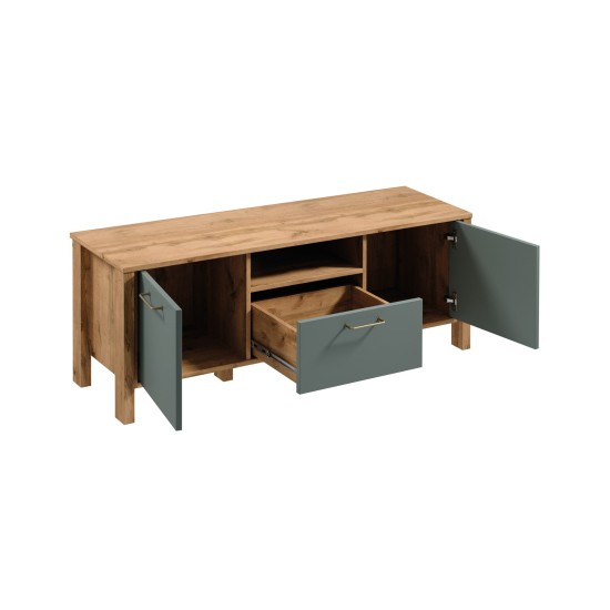 INDYGO TV Unit 138 cm, green with Wotan oak