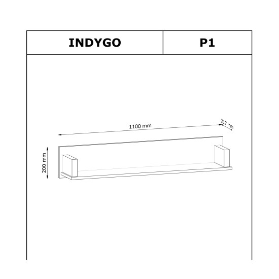 INDYGO Wall Shelf 110 cm, beige with Wotan oak INDYGO Wall Shelf 110 cm, beige with Wotan oak