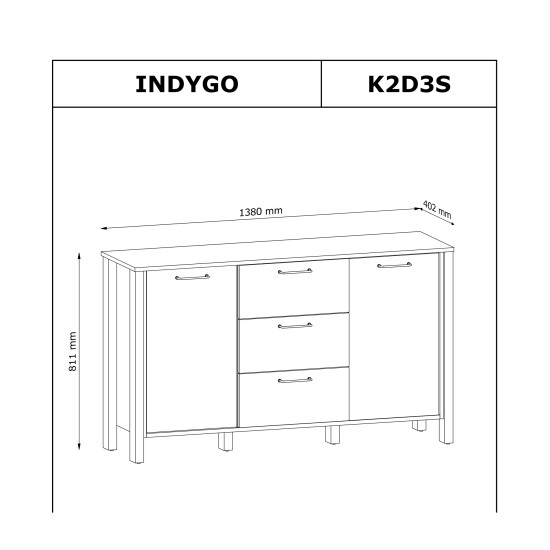 שידה INDYGO 138, בז עם אלון ווטן שידה INDYGO 138, בז עם אלון ווטן