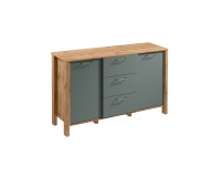 INDYGO Chest of Drawers 138 cm, green with Wotan oak INDYGO Chest of Drawers 138 cm, green with Wotan oak