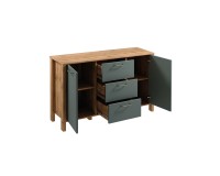INDYGO Chest of Drawers 138 cm, green with Wotan oak INDYGO Chest of Drawers 138 cm, green with Wotan oak