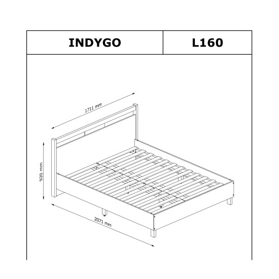 מיטה INDYGO 160 על 200, בז עם אלון ווטן