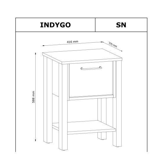 INDYGO Bed 90 by 200 cm, beige with Wotan oak