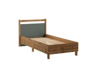 INDYGO Bed 90 by 200 cm, green with Wotan oak