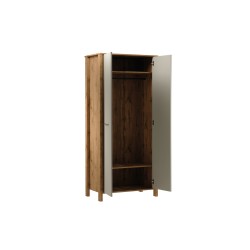 INDYGO Wardrobe 90 cm, beige with Wotan oak