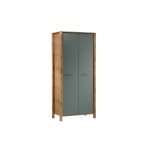 INDYGO Wardrobe 90 cm, green with Wotan oak