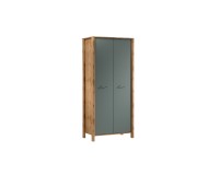 INDYGO Wardrobe 90 cm, green with Wotan oak