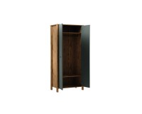 INDYGO Wardrobe 90 cm, green with Wotan oak