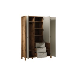 INDYGO Wardrobe 138 cm, beige with Wotan oak