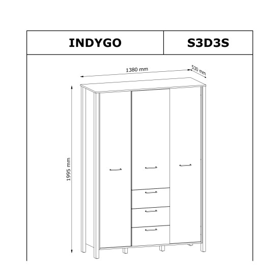 ארון INDYGO 138, ירוק עם אלון ווטן
