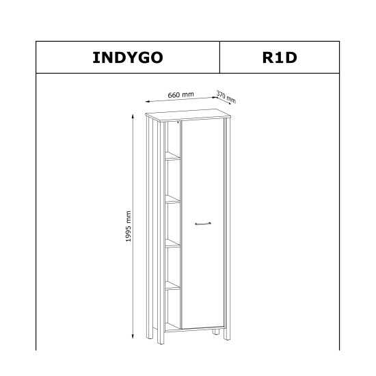 ארון עמודה INDYGO 66, ירוק עם אלון ווטן