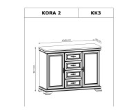 Комод KORA 128 см, сосна Andersen
