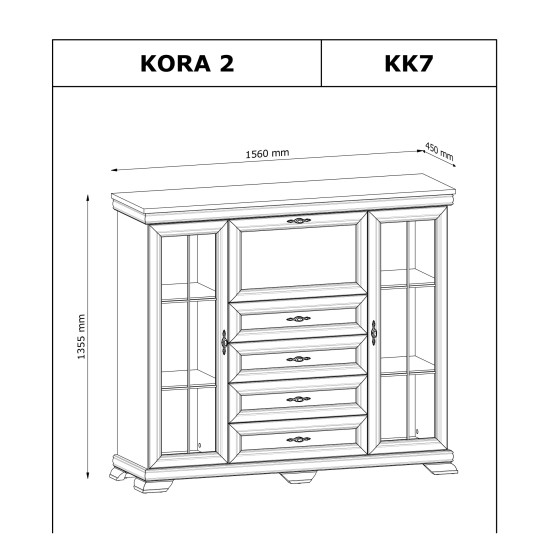 Витрина KORA 158 см, сосна Andersen