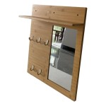 SRG4 Wall Coat Rack with Mirror, Five Hooks